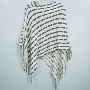 Striped Black and White Poncho